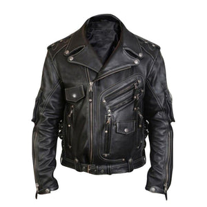Men's Luxury Leather Jackets Casual Fashion Stand Collar Motorcycle Jacket