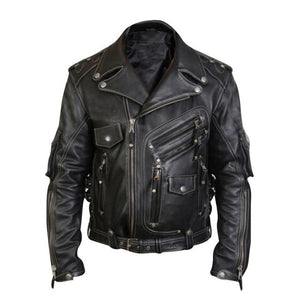 Men's Luxury Leather Jackets Casual Fashion Stand Collar Motorcycle Jacket