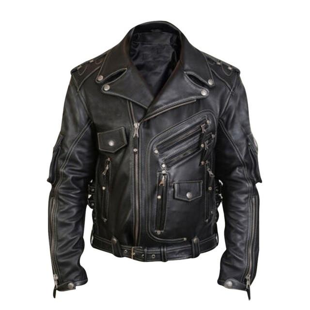 Men's Luxury Leather Jackets Casual Fashion Stand Collar Motorcycle Jacket